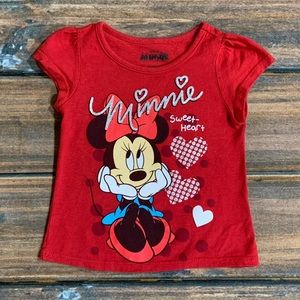 Disney Minnie Girls 3T Short Sleeve Red “Sweet-Heart” T-Shirt